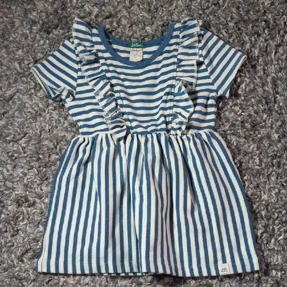 Kids Striped Blue Kids Dress with Ruffles Size 5 Girl - Picture 1 of 6
